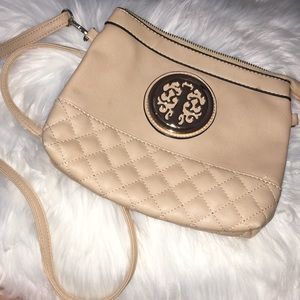 Tan and Gold Crossbody Bag